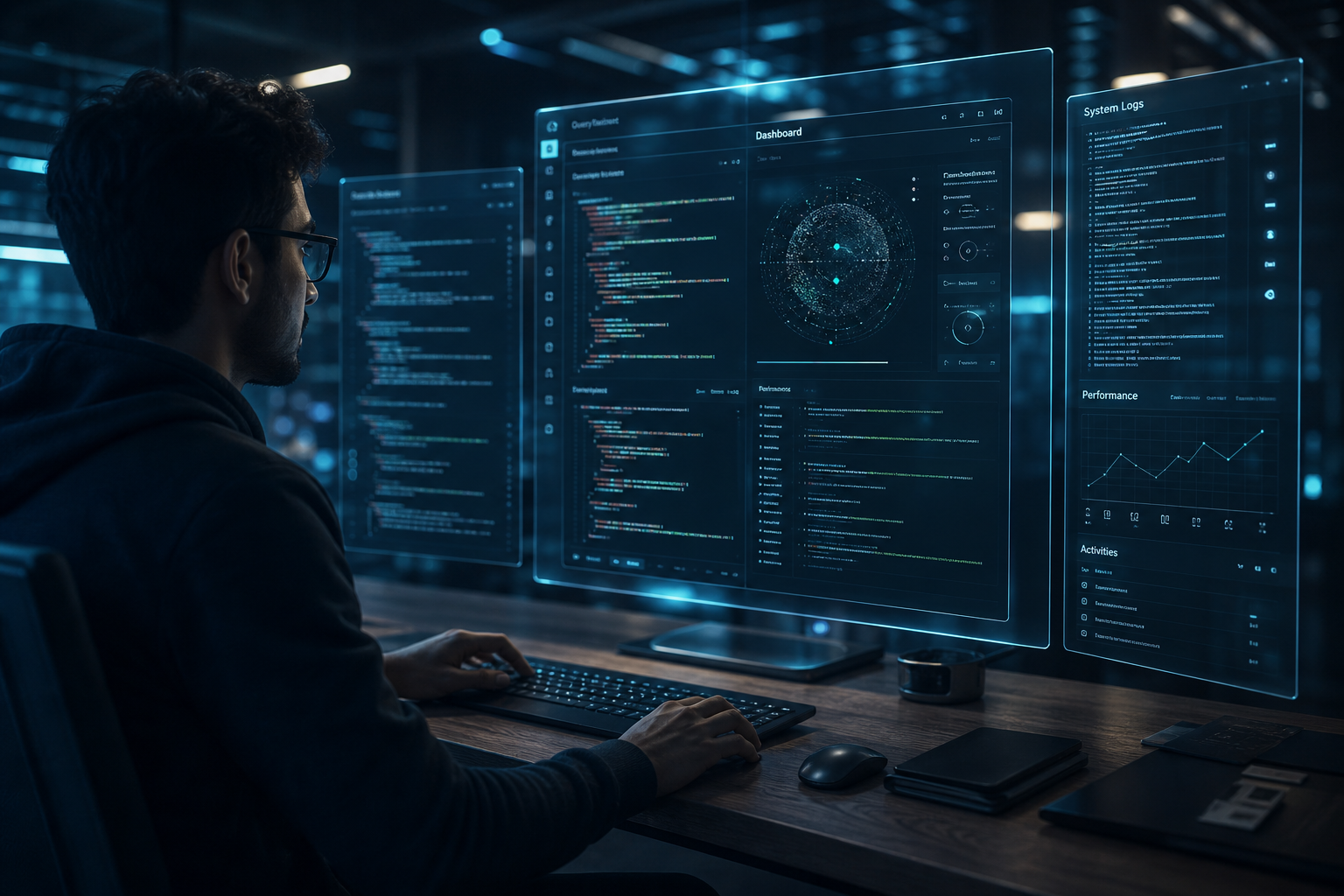 Desenvolvimento de software — dashboards futuristas